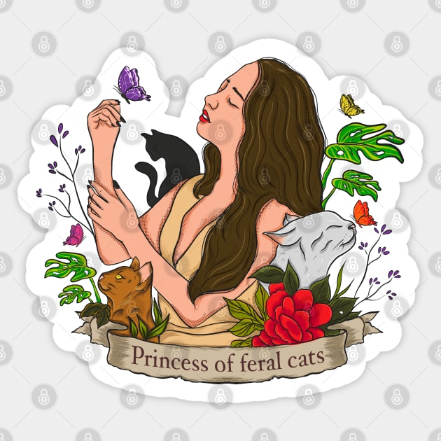 Princess Of Feral Cats Sticker by Kuchisabishii